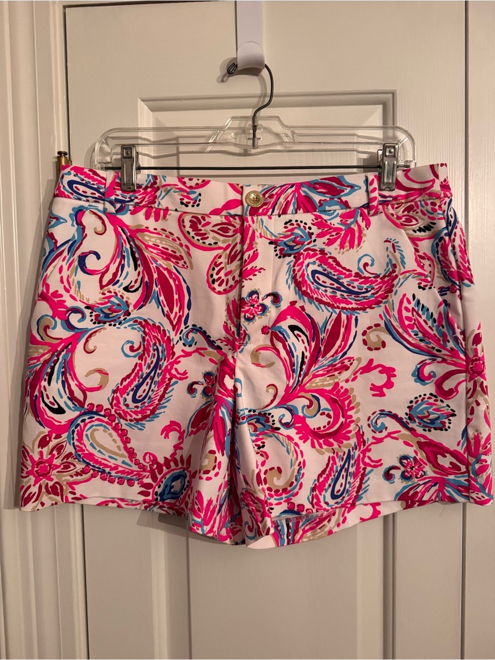Lilly Pulitzer Gretchen High Rise Shorts Pink Paisley Size 12